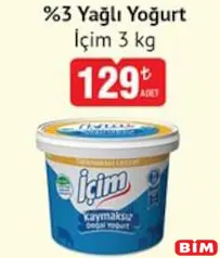 İÇİM %3 YAĞLI YOĞURT 3 KG